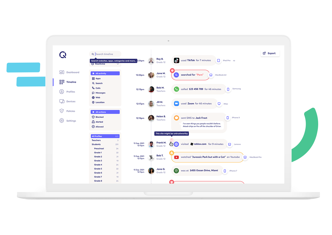 Timeline_EN Web filtering by category