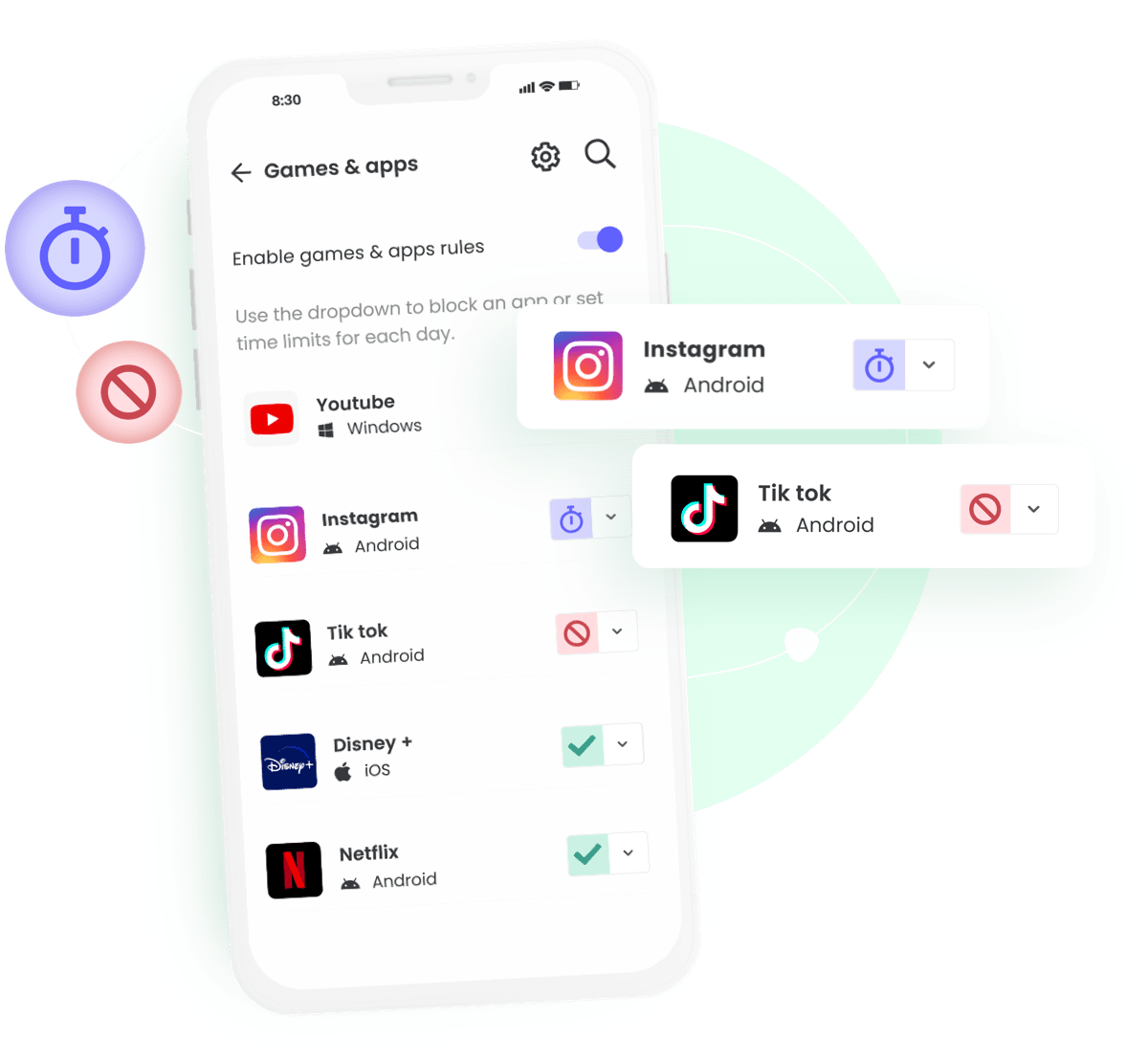 Block apps with Qustodio