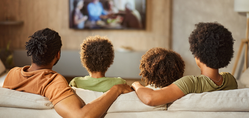 A family watching television together