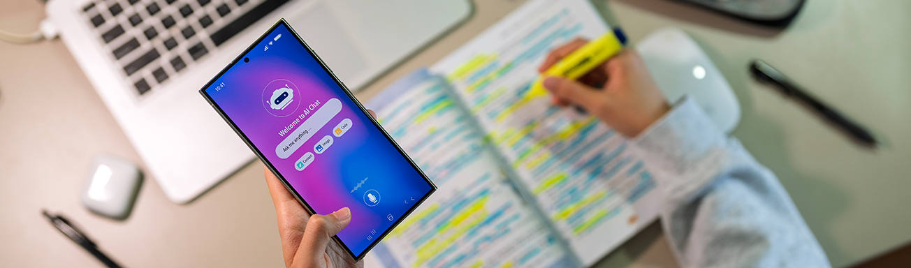 Child using AI to help with school work