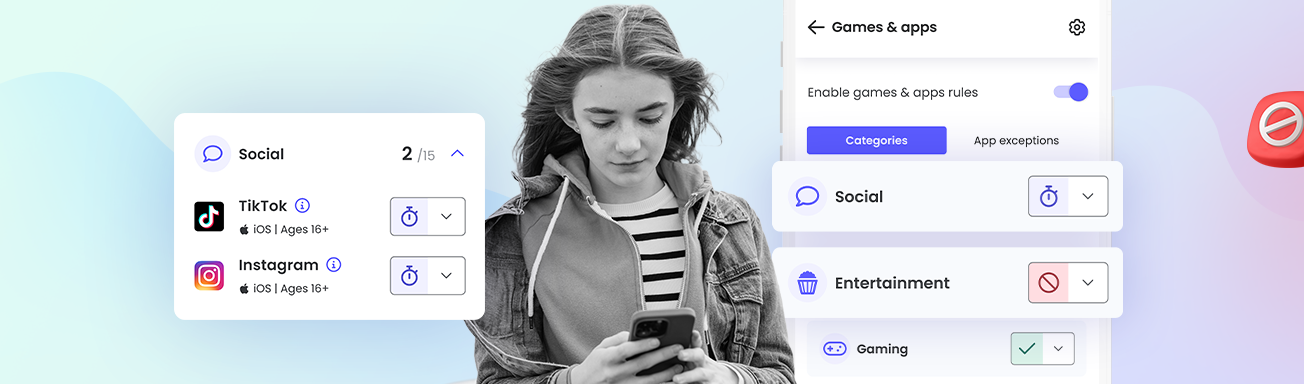 Blocking apps per category Qustodio