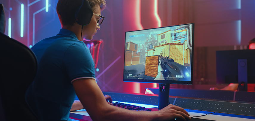 Teenage boy gaming