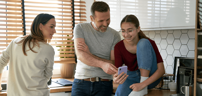 A family discussing screen time rules