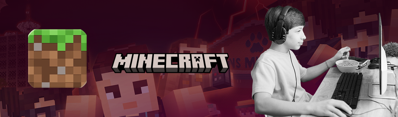 Kid playing Minecraft