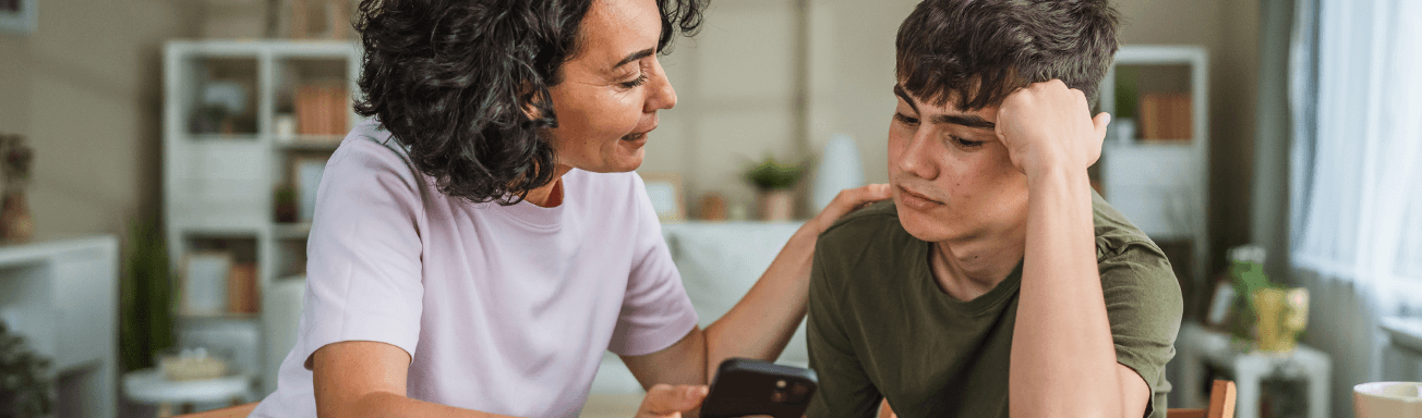 Mother talking to her teen son